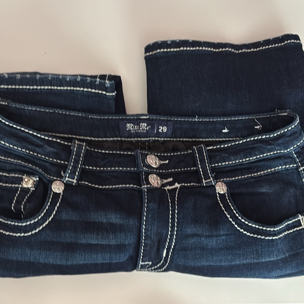 Miss Me Blue Boot Cut Jeans with Embellishments - Picture 3 of 3